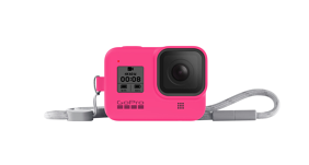 GoPro HERO8 silikoninis įdėklas su virvele / Sleeve + Lanyard (Electric Pink)