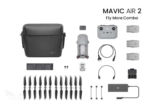 DJI Mavic Air 2 Fly More Combo drono komplektas su papildomais aksesuarais 