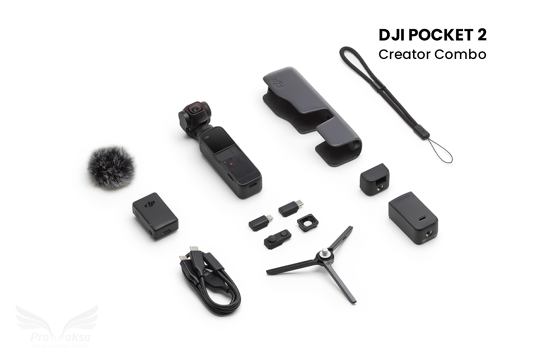 DJI Pocket 2 Creator Combo kamera su stabilizatoriumi ir papildomais priedais