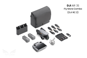 DJI Air 3S Fly More Combo dronas su DJI RC 2 valdymo pultu ir papildomais aksesuarais