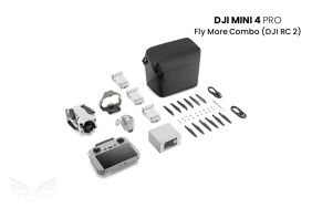 DJI Mini 4 Pro Fly More Combo dronas su DJI RC 2 valdymo pultu ir papildomais aksesuarais