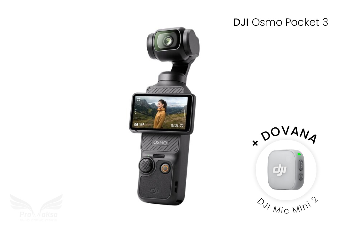 DJI Osmo Pocket 3 kamera su stabilizatoriumi + DOVANA (DJI Mic