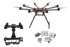 DJI S1000+ su WKM ir 5D/GH4/BMPCC/N7/A7 orlaivio kompletas