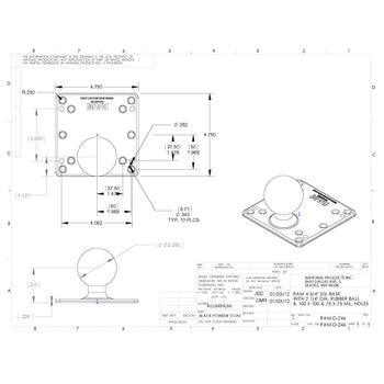 RAM<sup>®</sup> 100x100mm VESA Plate with Ball - D Size No Spacers
